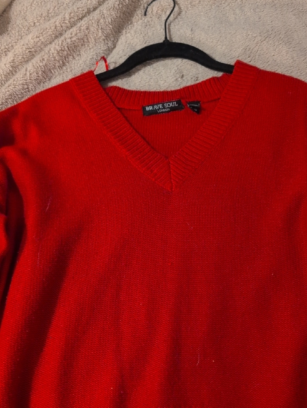 Brave Soul Men’s V-Neck Bright Red Knit Sweater